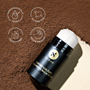 SUGAR Cosmetics Coffee Culture Cleansing Balm Stick - Face Cleanser & Makeup Remover | Vegan & Cruelty free | All Skin Type | 30 gms